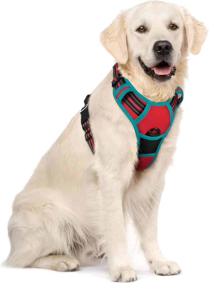 Dog Harness No Pull with 2 Leash Clips, Adjustable Soft Padded, Reflective Oxford No Choke Pet Vest with Easy Control Handle for Large Dogs, Black, L