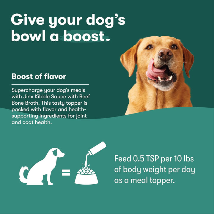 Kibble Sauce for Dogs - Premium Dog Food Kibble Topper Sauce & Flavor Booster Made with Beef Bone Broth - All-Natural Ingredients, No Additives or Fillers - 12 Oz