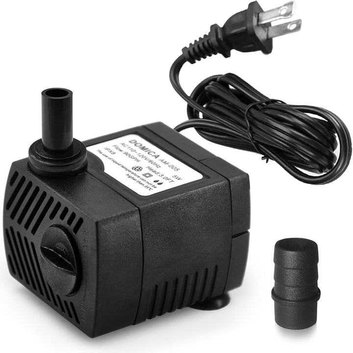 90 GPH Mini Submersible Pump, Small Fountain Pump (5W 350L/H) for Water Feature, Aquariums, Fish Tank, Tabletop Fountain, Pet Fountain, Indoor or Outdoor Pond Fountain