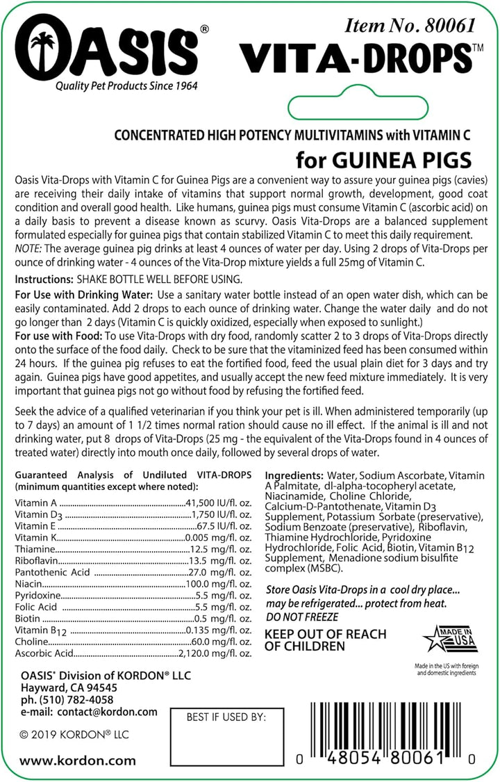 OASIS # 80061 Guinea Pig Vita Drop, 2-Ounce
