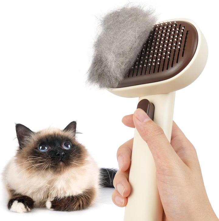 Cat Brush for Shedding, Cat Brushes for Indoor Cats, Cat Brush for Long or Short Haired Cats, Cat Hair Brush Cat Grooming Deshedding Brush for Dog Kitten Rabbit Massage Removes Loose Fur, White