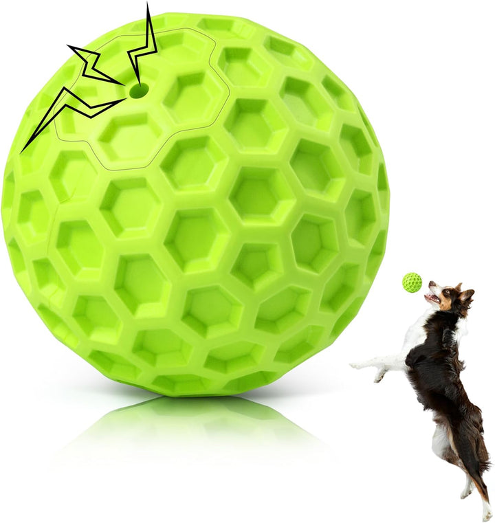 Indestructible Squeaky Dog Ball, Relieves Anxiety, Cleans Teeth, Interactive Chew Toy for Aggressive Chewers, Dog Toy for Large Breeds, Outdoor Waterproof