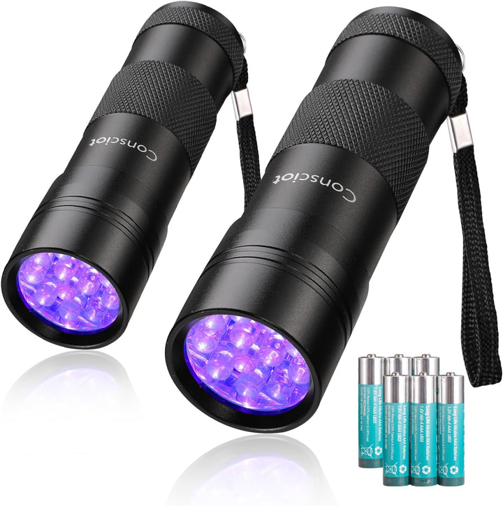 UV Flashlight Black Light,  12 LED 395Nm Ultraviolet Blacklight, Portable Mini Torch Light Pet Urine Detector for Dog/Cat Urine, Dry Stains, Bed Bug, Matching with Pet Odor Eliminator