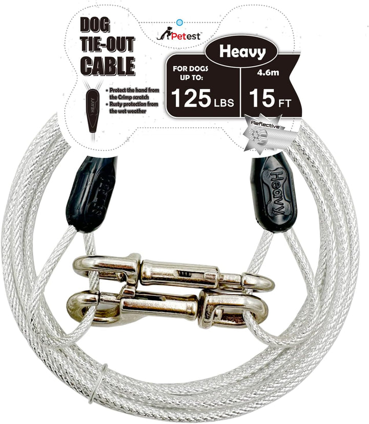 30Ft Reflective Tie-Out Cable for Heavy Dogs up to 125 Pounds