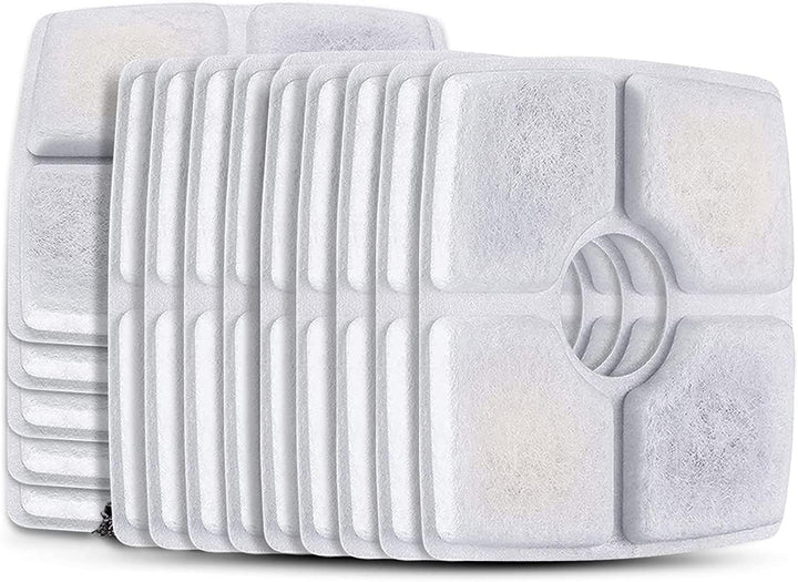 Cat/Pet Water Fountain Filters, 12 Pieces Set Pack of 8 Replacement Filter Fit for 81Oz/2.4L, 3 Filtration System with 4 Pre-Filter Sponges