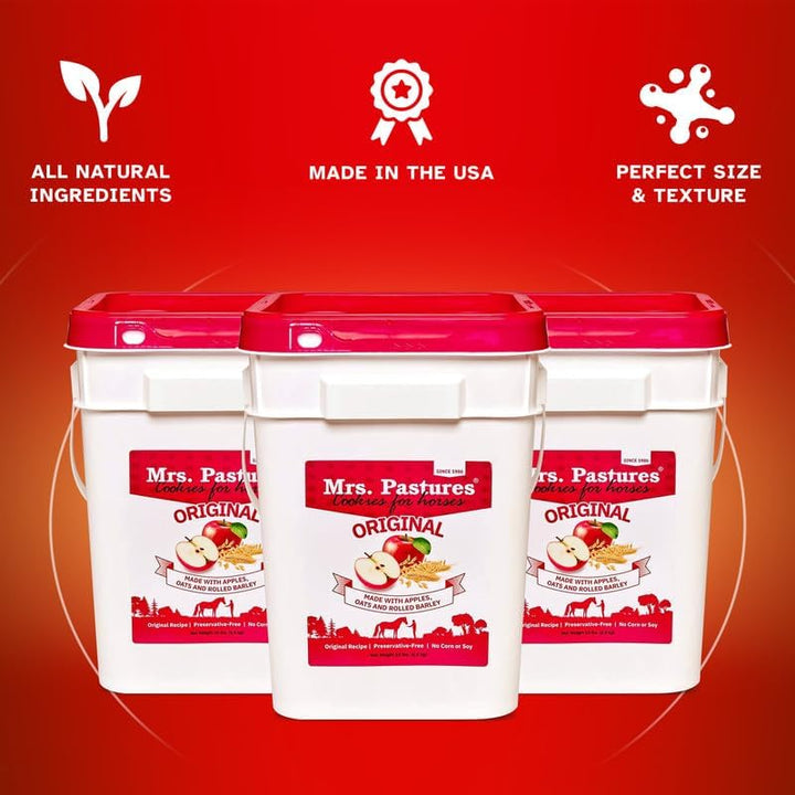 Mrs Pastures Cookies and Treats for Horses - Premium Horse Treats - Made with Apples, Oats, and Rolled Barley - Preservative Free - All Natural Ingredients - No Corn or Soy - Made in USA - (5Lb Bag)