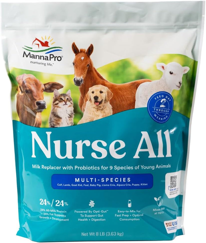 Nurse All Multi-Species Milk Replacer | Great for Calves, Lambs, Goat Kids, Foals, Baby Pigs, Llamas, Alpaca Crias, Puppies & Kittens | Provides Complete Nutrition | 3.5 Lb