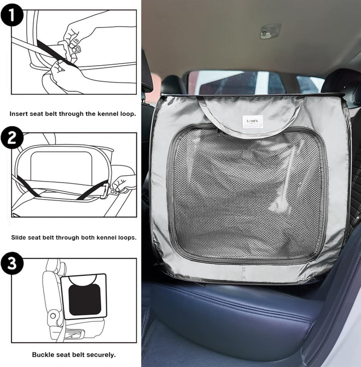 36In Portable Large Dog Bed - Pop up Dog Kennel, Indoor Outdoor Crate for Pets, Portable Car Seat Kennel, Cat Bed Collection, Grey