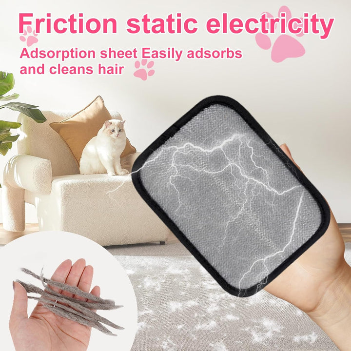 2PCS Flea Comb for Cats and Dogs with Pet Hair Remover Glove, Self Cleaning Pet Flea Cat Grooming Brush with Release Button for Massaging and Cleaning Shedding Pets Hairs