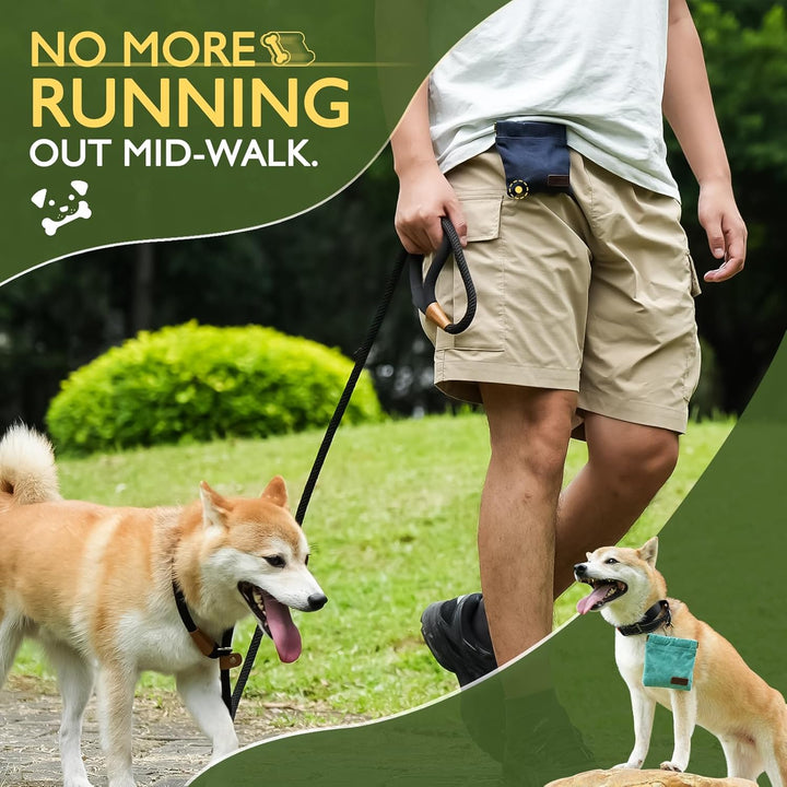 Dog Treat Pouch,Portable Puppy Dog Training Treat Bag,Hand Free Dog Walking Bag,Auto Closing Pet Feed Snack Reward Pocket,Dog Food Dispenser for Pet Puppy Travel or Outdoor Use