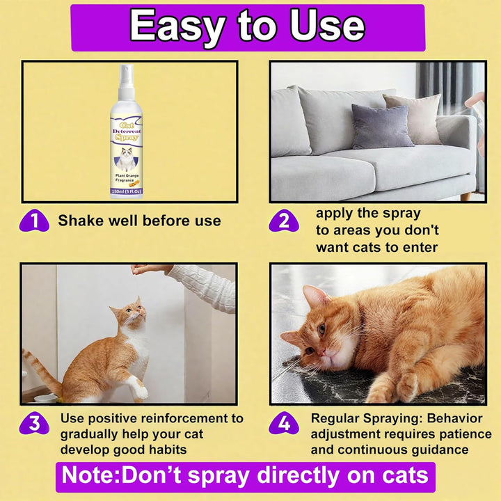 Cat Deterrent Spray,5 Fl Oz Natural Safe Cat Spray for Indoor & Outdoor,Effective Training Aid for Furniture,Sofas,Rugs,Yellow