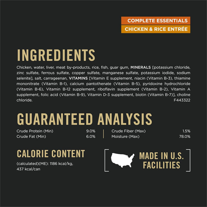 Complete Essentials Wet Dog Food Chicken and Rice Entree and Beef and Rice Entree Variety Pack - (Pack of 12) 13 Oz. Cans