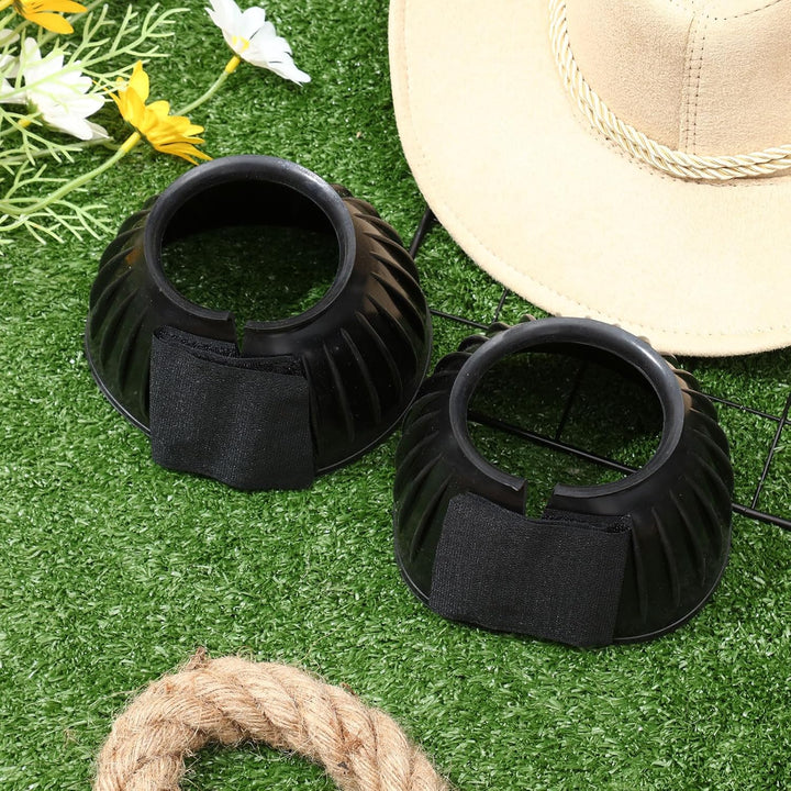 Horse Bell Boots Protect against Hoof Impact Trauma Rubber Bell Boots Horse Care for Turnout No Rub Design Comfort Quick Wrap Hook and Loop