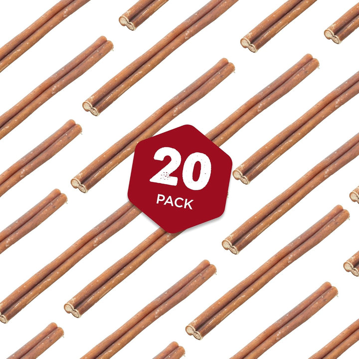 6 Inch Odor-Free Bully Sticks - 20 Count (Pack of 1) - Bulk Bag, Odorless Natural Grass-Fed Beef, Easily Digestible, No Grain or Rawhide, Ideal for Big Breeds