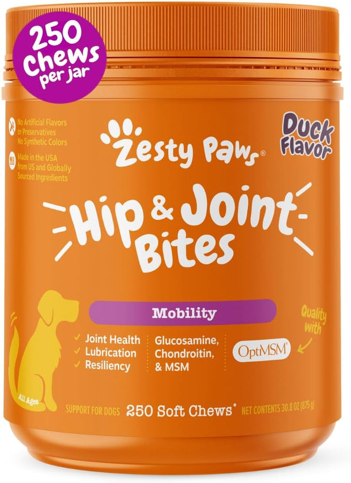 Hip and Joint for Dogs, Glucosamine for Dogs Hip and Joint Supplement with Chondroitin, MSM, Vitamins C & E - Bacon, 90 Count