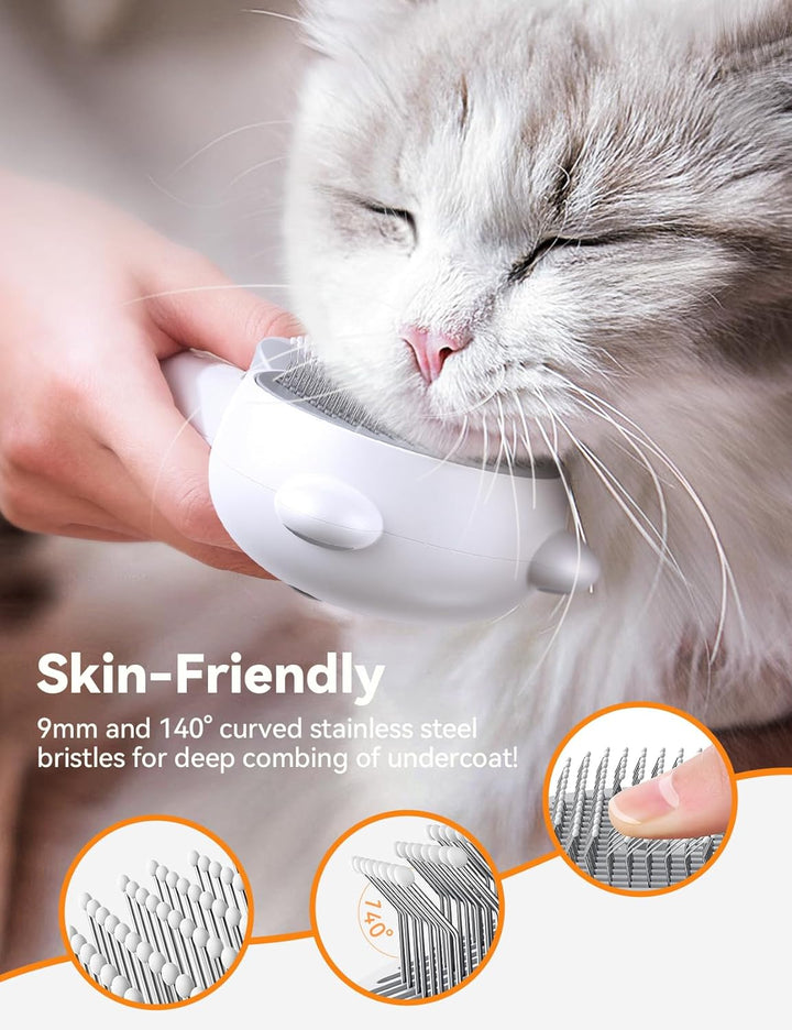 Cat Steam Brush, Brushes for Indoor Cats with Release Button, Dual Speed Spray USB Rechargeable Grooming Supplies, Cat Brush for Shedding Suitable for All Long-Haired and Short-Haired Pets