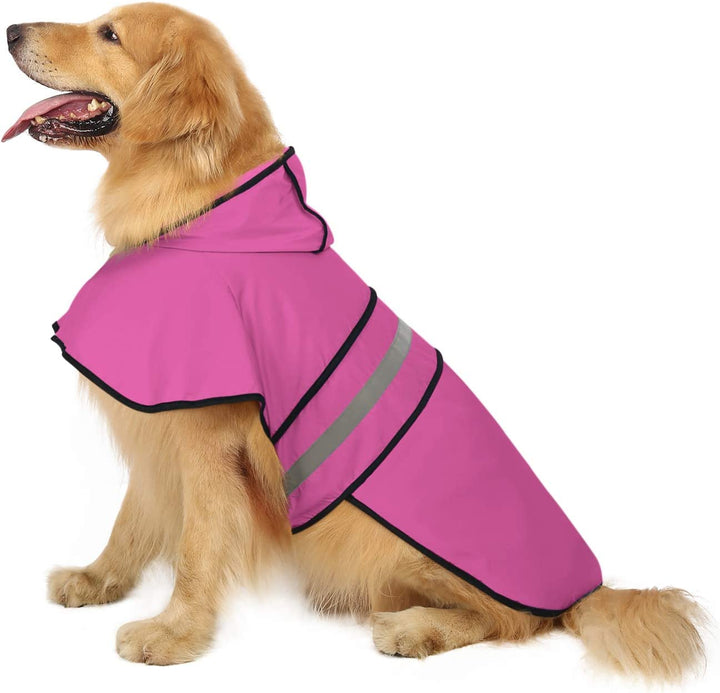 Dog Raincoat Jacket Reflective Adjustable Hooded Pet Poncho Rain Coat with Leash Hole for Small to X-Large Dogs Yellow - L