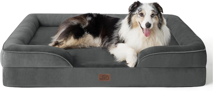 Orthopedic Dog Beds Large Sized Dog - Washable Large Dog Cat Bed Waterproof, Comfort Dogs Couch Sofa with Washable Removable Cover, Pet Bed with Nonskid Bottom, Grey, 35"
