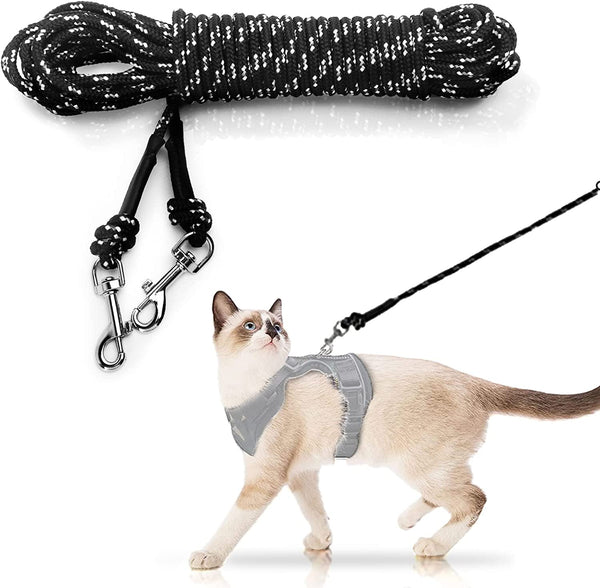 Extra Long Cat Leash for Yard, Lightweight Outdoor Cat Leash Long Light Extension, Long Thin Lead for Rabbits, Kitten, Puppy and Small Animals (4.5M/ 15FT)
