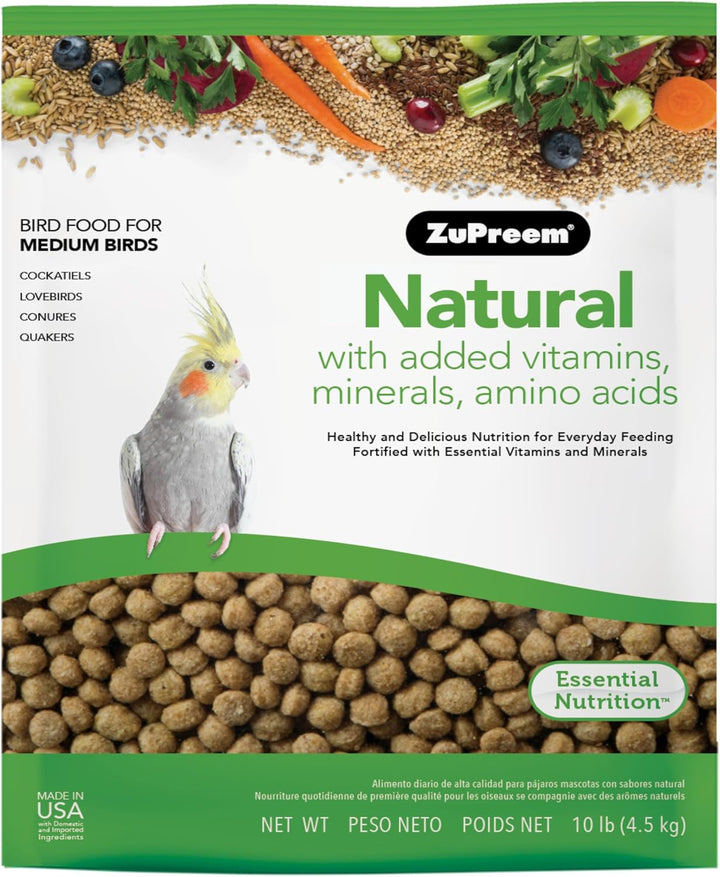 Fruitblend Bird Pellets, Daily Bird Food for Cockatiel, Lovebird, Quaker, Small Conure, Lorikeet, Core Nutrition for Medium Birds, Cockatiel Pellets, Conure Food (M, 2 Lbs)