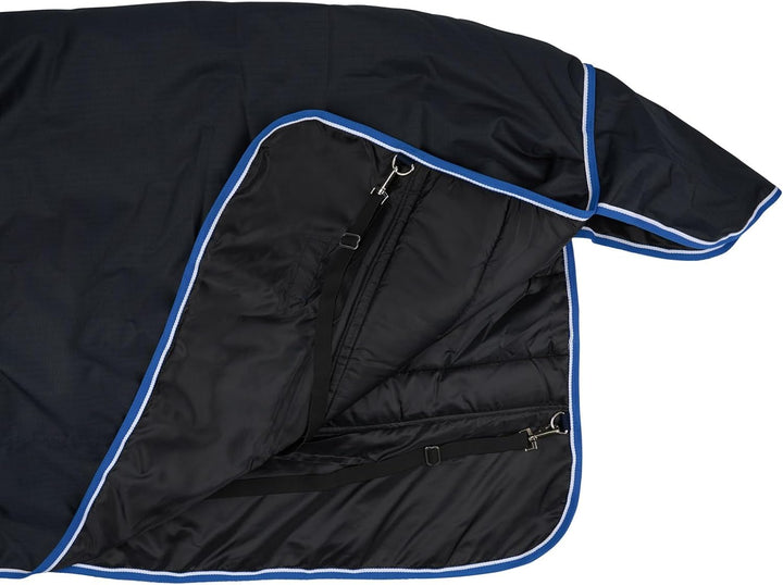 Glasgow Heavy Weight Winter Turnout (400G Fill) | Waterproof Combo Horse Blanket with Neck Cover - Dark Blue - 78 In