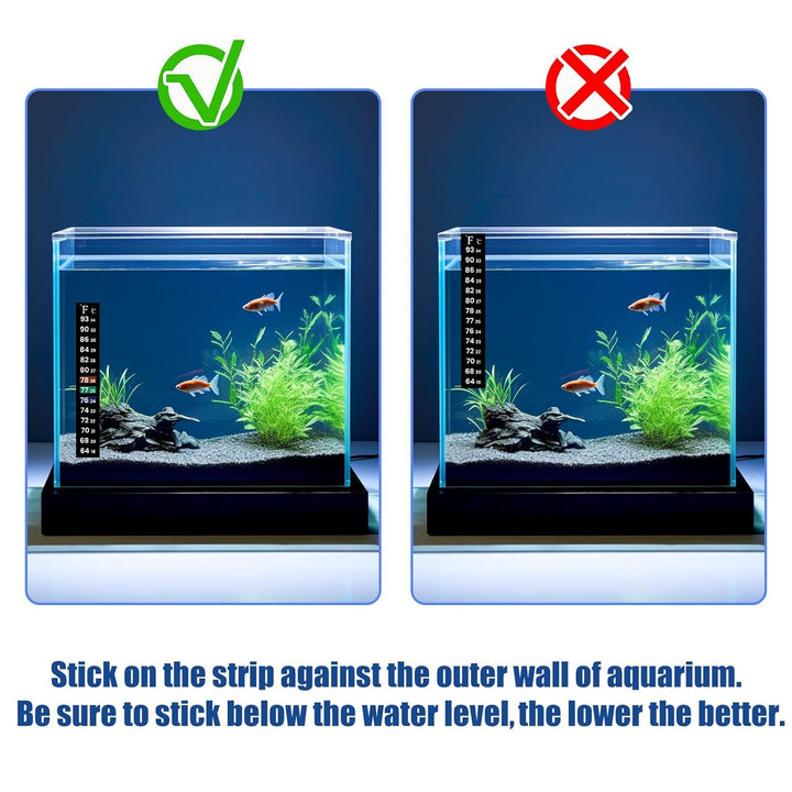 6 PCS Aquarium Thermometer Strips, Fish Tank Thermometer Sticker, Terrarium Water Temperature Test (5.13" X 0.71")