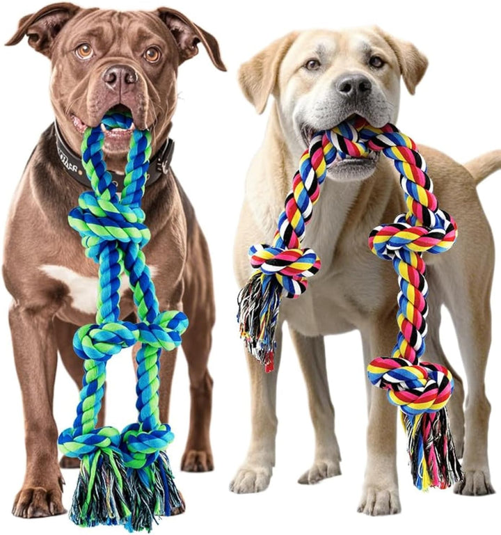 Large Tough Chew Toys for Aggressive Chewers Large Breed,Heavy Duty Dental Rope Toys Kit for Medium Dogs,5 Knots Indestructible Cotton Puppy Teething Chew Tug Toy Set of 9