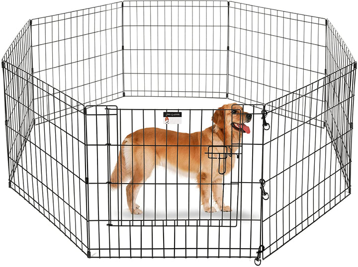 Dog Playpen - Foldable Metal Exercise Puppy Play Pen with 8 24X30In Panels - Indoor/Outdoor Pen with Door for Dogs, Cats or Small Animals by