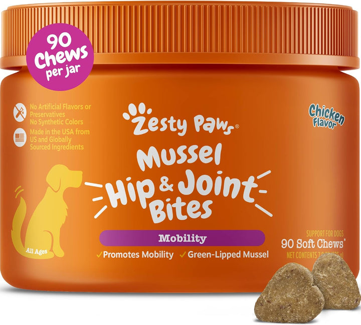 Hip and Joint for Dogs, Glucosamine for Dogs Hip and Joint Supplement with Chondroitin, MSM, Vitamins C & E - Bacon, 90 Count