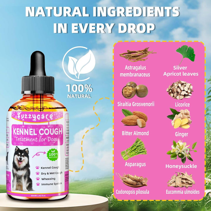 Dog Cough Treatment，Effective Kennel Cough Medicine for Dogs & Cats, Natural Kennel Cough Treatment and Allergy Relief, Herbal Drops for All Breeds & Sizes, Soothing Dog Cough Medicine