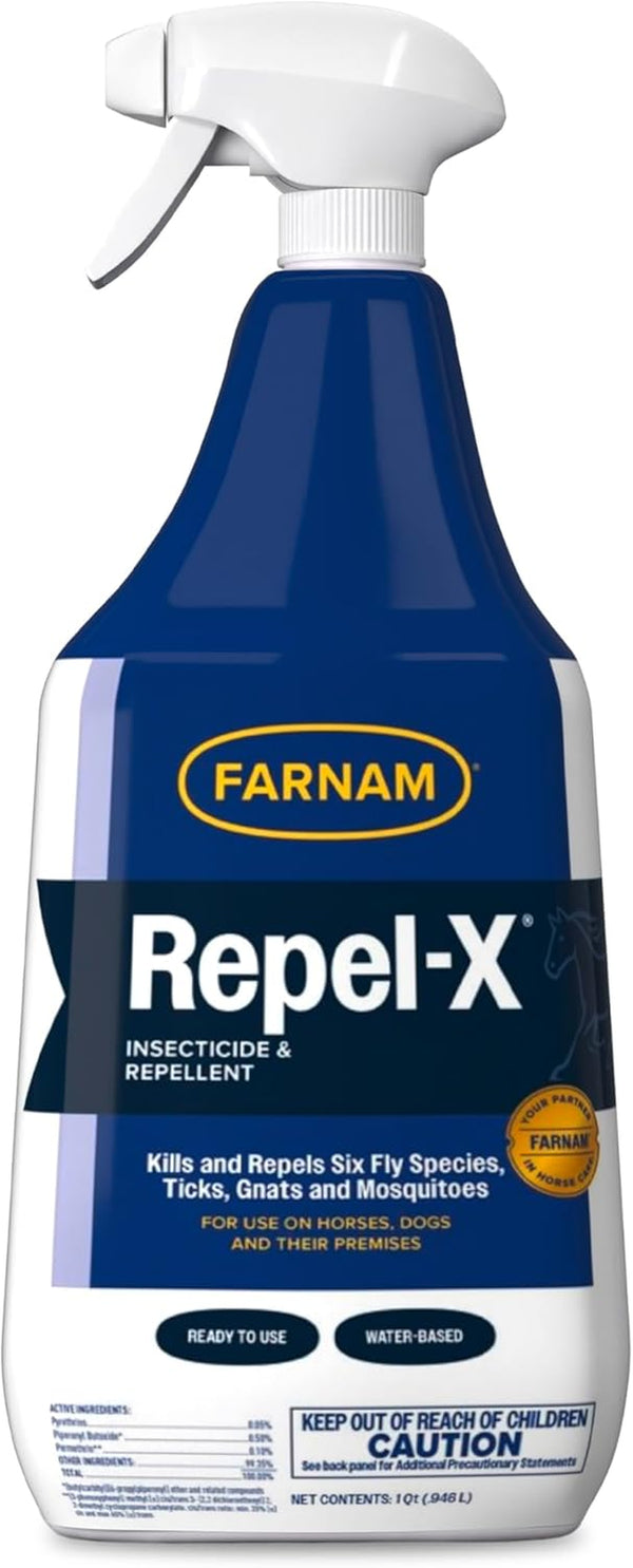 Repel-X Insecticide & Repellent Water-Based Fly Spray for Horses, Dogs and Premises, 32 Ounces