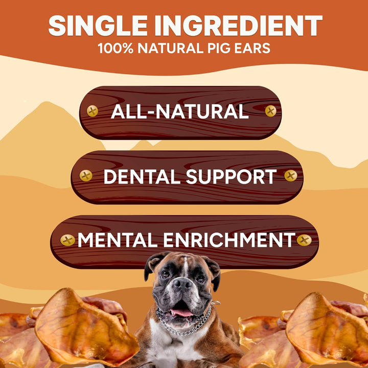 Gaines Pet Pig Ears for Dogs - 40 Count, Thick Cut, All-Natural Whole Ears - No Additives or Hormones, Safe Rawhide Alternative, Dental Health, Easy to Digest, Great for Small to Large Dogs