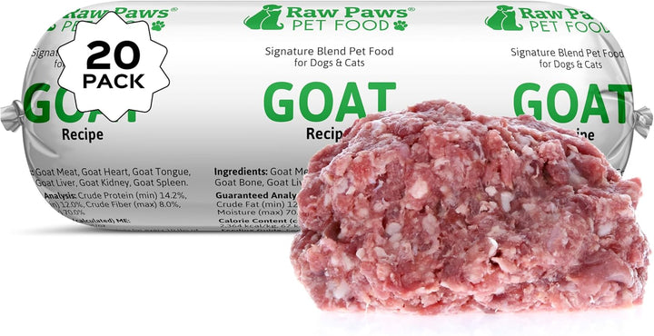 Signature Blend Pet Food for Dogs & Cats - Goat Recipe, 1-Lb Rolls (20 Pack) - Fresh Raw Pet Food Made in USA, Natural Dog Food Rolls, Small-Batch Frozen Goat Dog Food, Raw Frozen