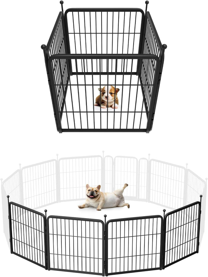 Rollick Unleashed Dog Playpen for Indoor, Yard, RV Camping, 24 Inch 8 Panels for Small and Puppy Dogs, Black│Patented