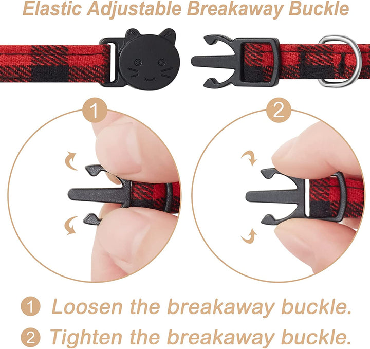 6 Pack Classic Plaid Cat Collars with Bells - Breakaway Kitten Collar and Adjustable 6-9 In,Cute Kitty Collar for Girl Boy Cats,Pet Gifts,Accessories,Supplies,Stuff