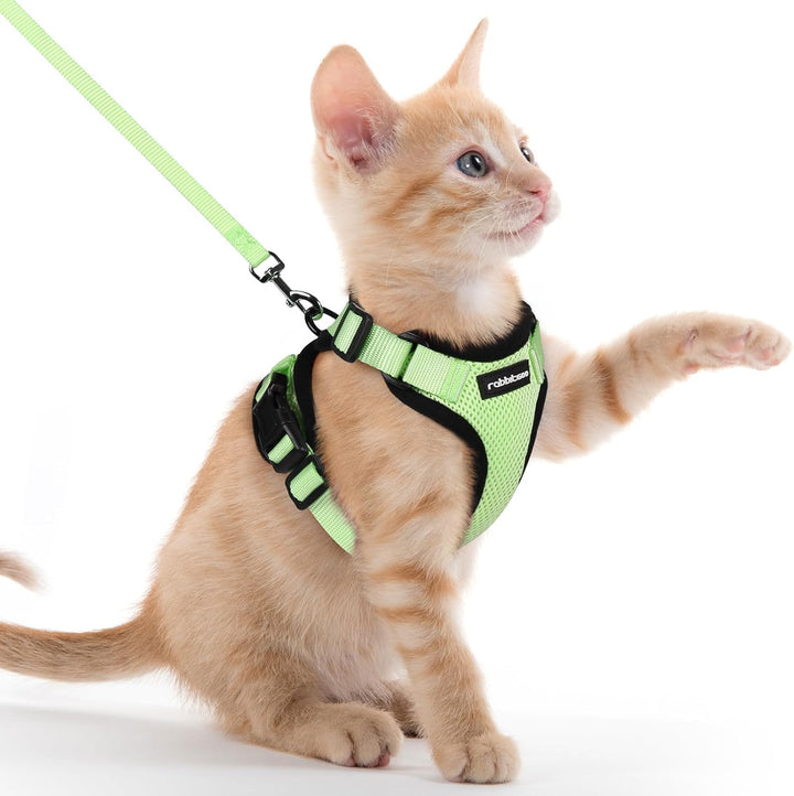 Cat Harness and Leash for Walking, Escape Proof Soft Adjustable Vest Harnesses for Cats, Easy Control Breathable Reflective Strips Jacket, Black, XS