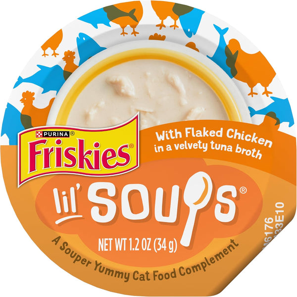 Purina  Natural, Grain Free Wet Cat Food Lickable Cat Treats, Lil' Soups Flaked Chicken - (Pack of 8) 1.2 Oz. Tubs