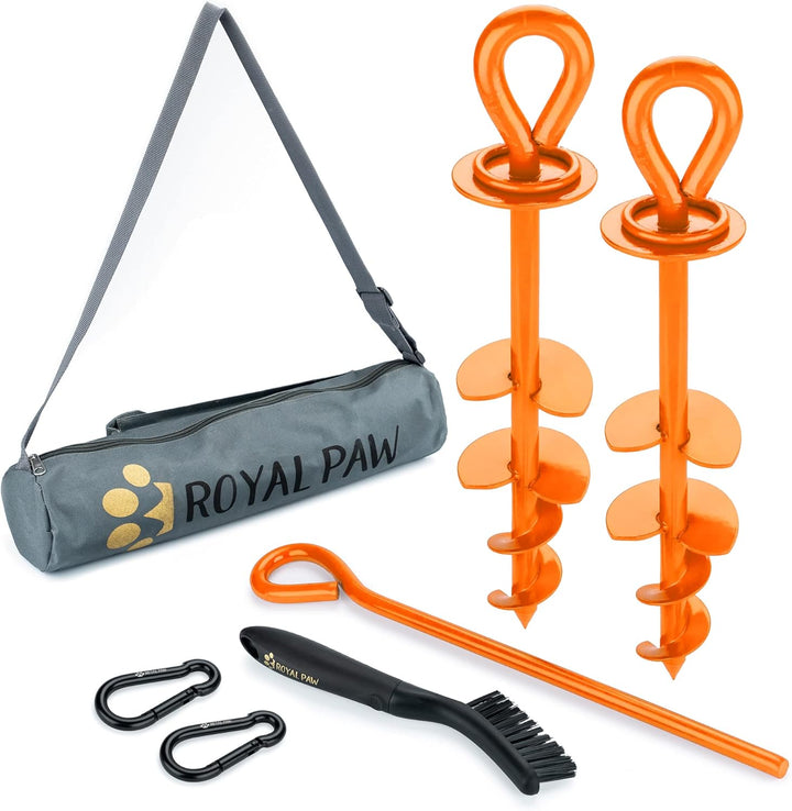 ROYAL-PAW Dog Tie Out Stake - for Large Dogs up to 210 Lbs - Heavy Duty Dog Stake for Yard, Beach & Camping outside - Best in Ground Anchor for a Dog Cable, Leash, Lead Tether (1, Midnight Black)