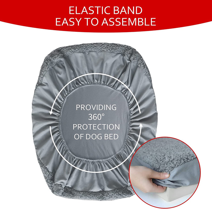 Dog Bed Covers Soft Plush Replacement Washable, Waterproof Pet Bed Liner Grey 36X27 Inches, for Dog/Cat, Cover Only