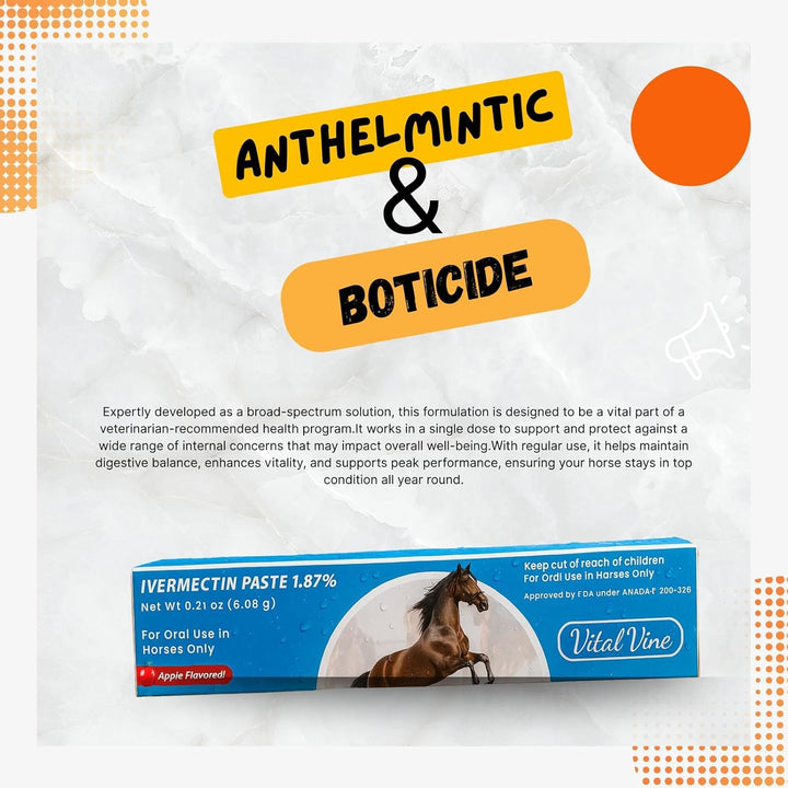 Ivermectin Paste 1.87% Apple Flavored – 6.08G – Horse Use Only Max 1250 Lb (1 Pack)