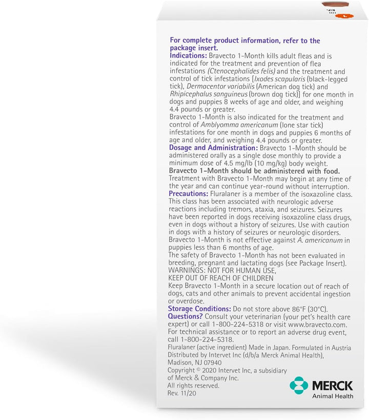 1-Month Flea & Tick Chew for Puppies, 1 Chew, 1 Month Supply, >9.9-22 Lbs., Orange Box