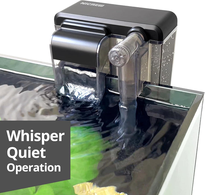 Slim Aquarium Filter, Quiet Fish Tank HOB Filters for up to 5 Gallon Aquariums, Adjustable Flow, 42 GPH, 3W