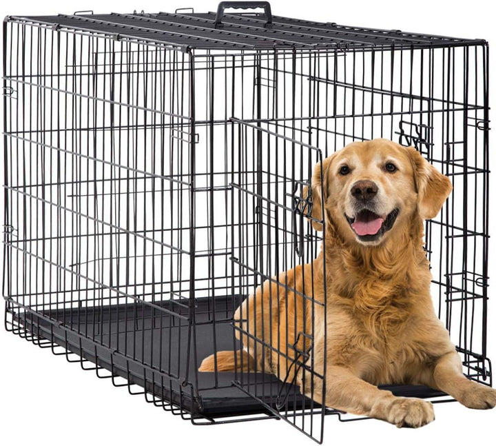 | Dog Crate | 18" | Black | Foldable Metal Kennel with Single Doors, Secure Slide-Bolt Latches, Leakproof Tray | Portable Dog Cage for Small Breeds | for Travel, Indoor & Outdoor Use