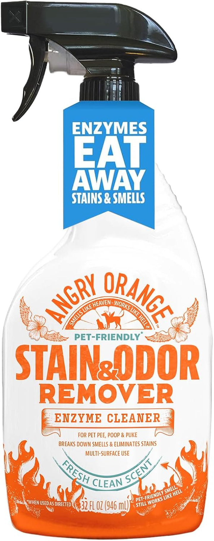 Stain Remover - 32Oz Enzyme Pet Cleaner - Dog & Cat Urine Destroyer and Stain Remover - Citrus Spray Cleaning Solution - Puppy Supplies