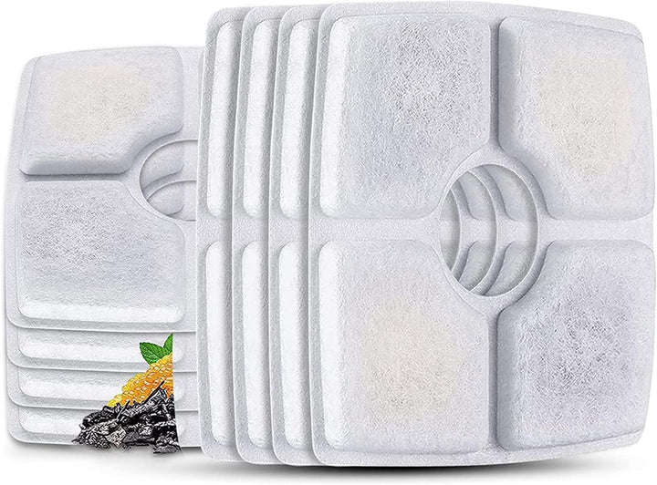 Cat/Pet Water Fountain Filters, 12 Pieces Set Pack of 8 Replacement Filter Fit for 81Oz/2.4L, 3 Filtration System with 4 Pre-Filter Sponges