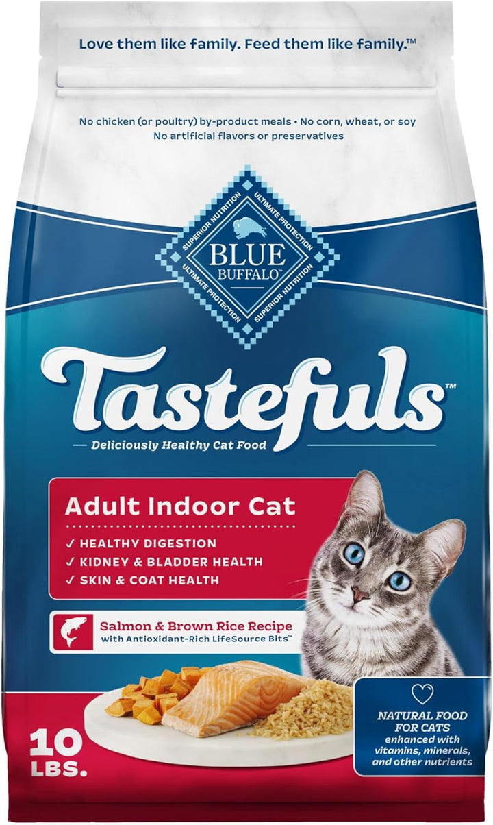 Tastefuls Adult Dry Cat Food Indoor Cat Formula, Made in the USA with Natural Ingredients, Chicken & Brown Rice Recipe, 3-Lb. Bag