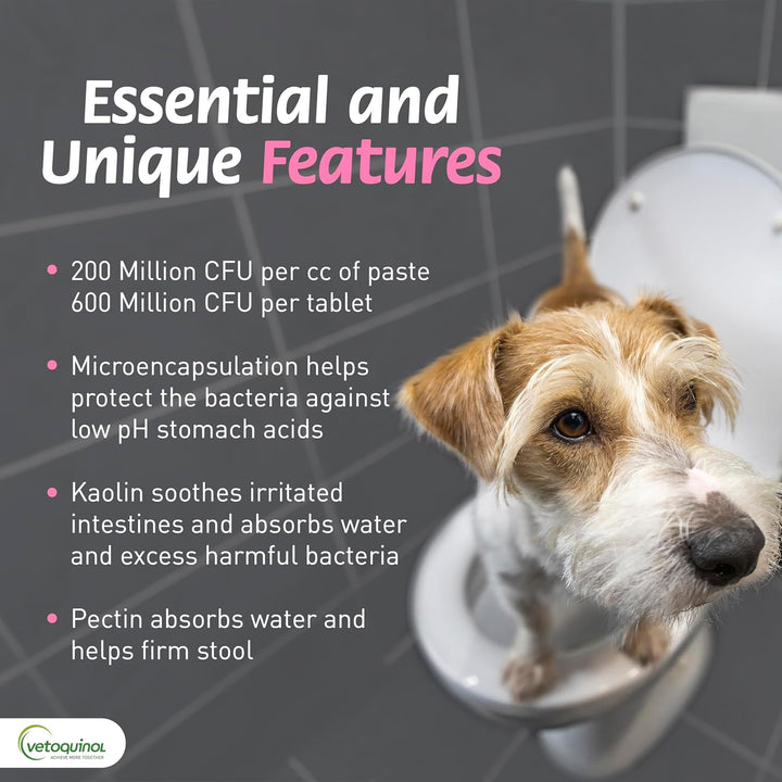 Pro-Pectalin Chewable Tablets for Dogs & Cats, Helps Relieve Occasional Diarrhea, Situational Diarrhea Relief with Kaolin and Pectin, Contains Beneficial Probiotic Bacteria, 60Ct