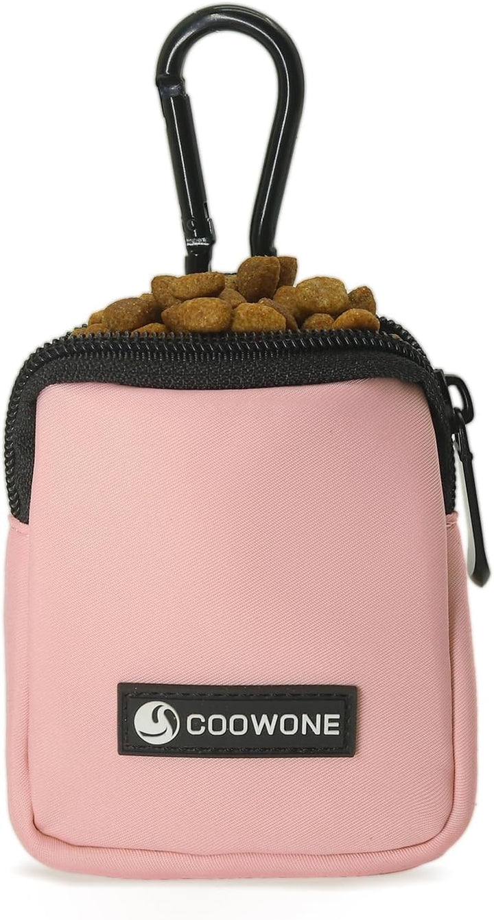 Waterproof Dog Treat Pouch, Dog Training Treat Pouch Built in Poop Bag Dispenser Adjustable Shoulder Bag (BLK) (BLK)