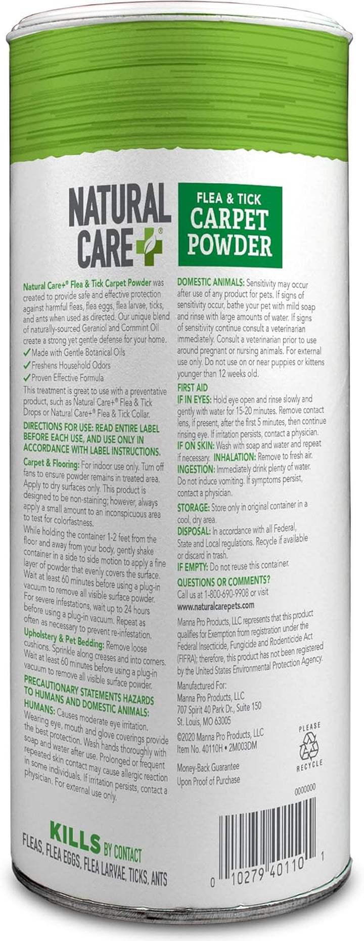 Flea and Tick Carpet Powder, Flea & Tick Treatment for Rugs, Carpet, and Pet Bedding, Pet Essential, Pest Prevention, 8.1 Oz Canister