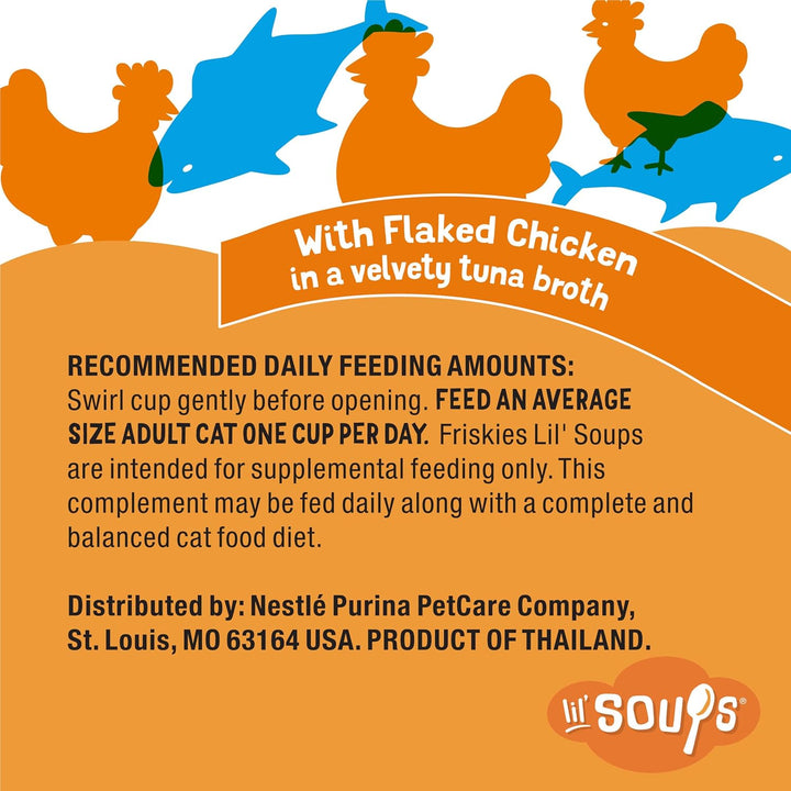 Purina  Natural, Grain Free Wet Cat Food Lickable Cat Treats, Lil' Soups Flaked Chicken - (Pack of 8) 1.2 Oz. Tubs